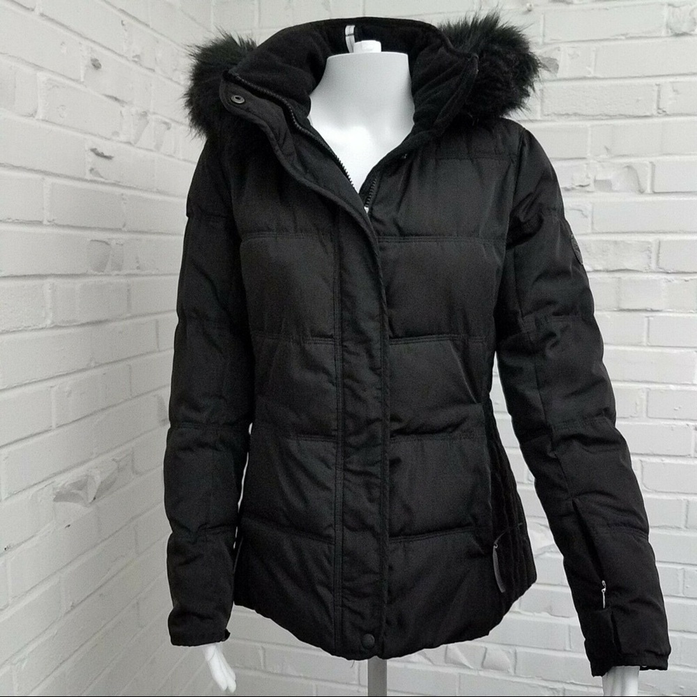 Calvin Klein Black Down Puffer Jacket with gold hardware